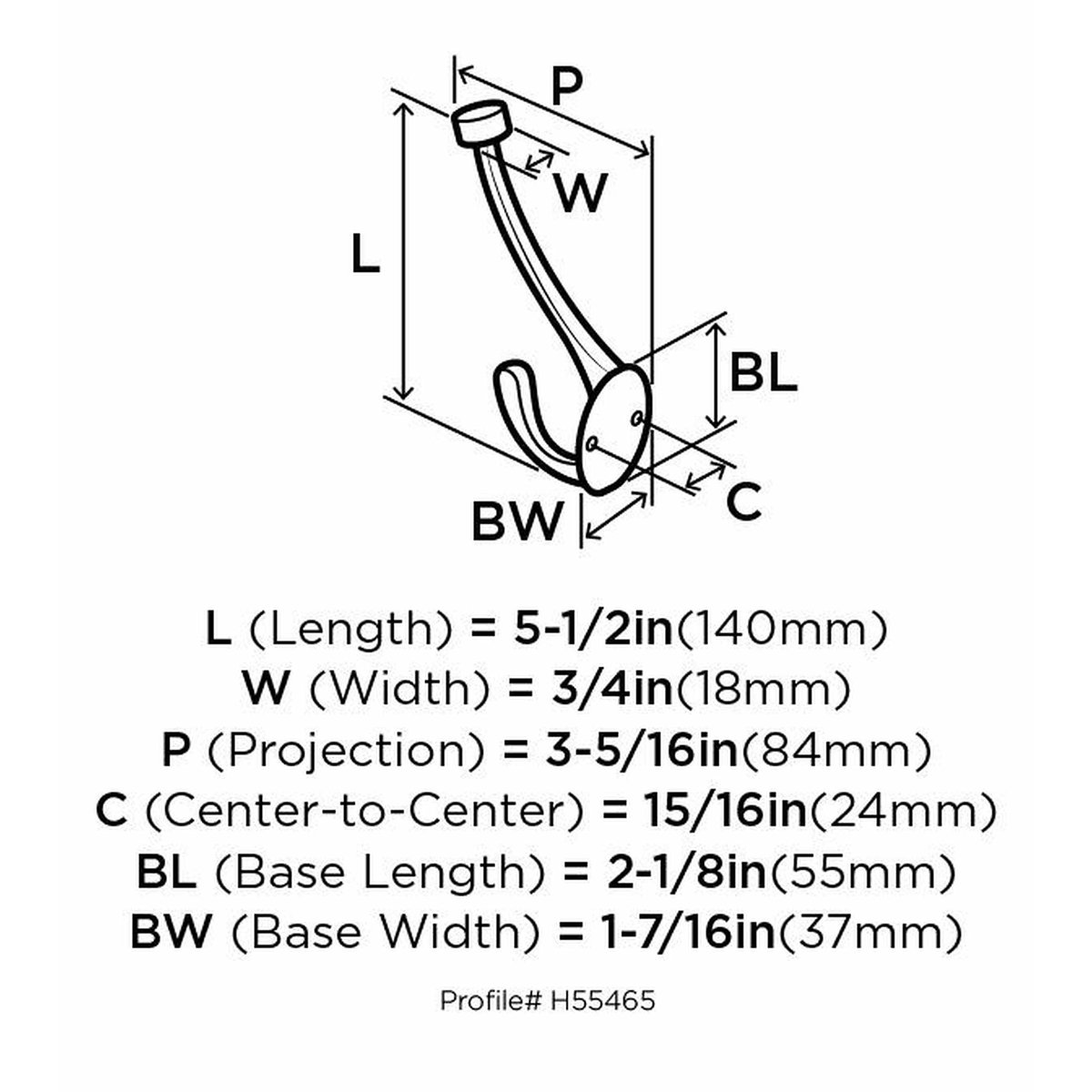 Over-The-Door Robe Hook H55548GW